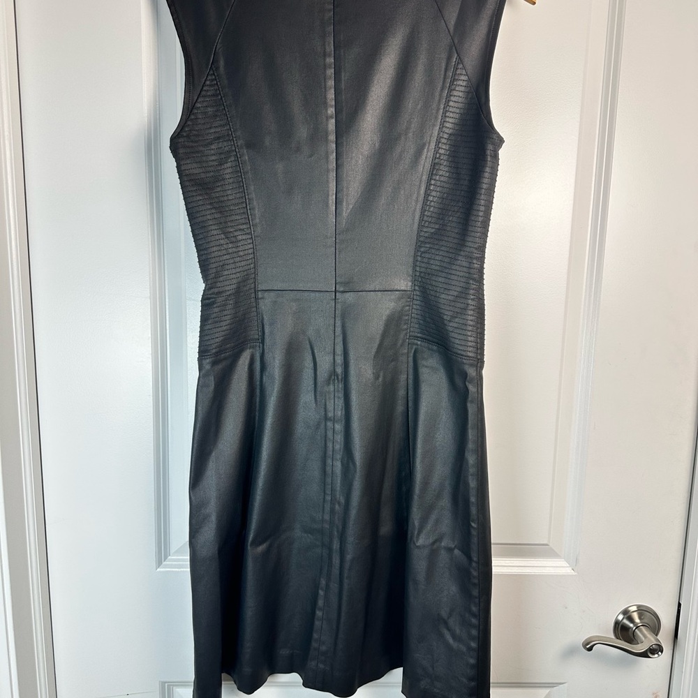 White House Black Market Faux Leather Fit & Flare Dress (Size 8) 🖤 - Picture 8 of 9